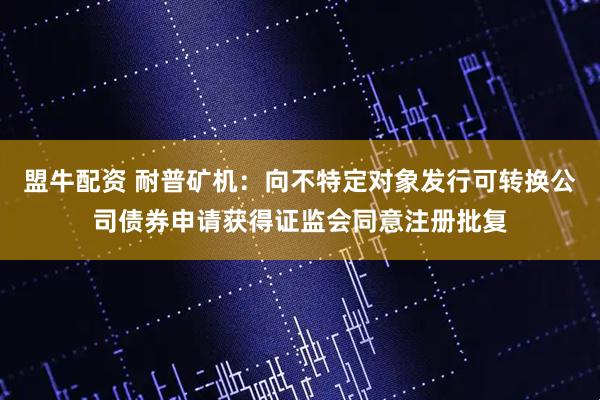 盟牛配资 耐普矿机：向不特定对象发行可转换公司债券申请获得证监会同意注册批复